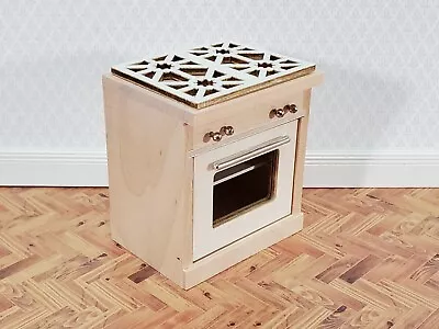 Dollhouse Kitchen Oven With Stove Top Modern Unpainted Wood 1:12 Scale Miniature • $22.99