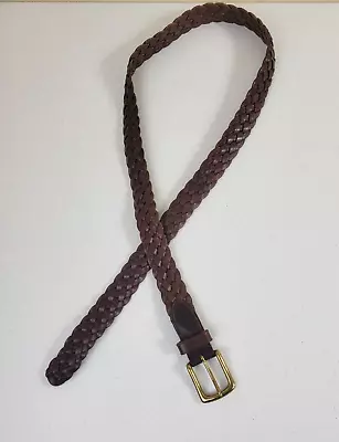 Eddie Bauer Brown Genuine Leather Adjustable Woven Braided Belt Men's Size 40 • $14.40