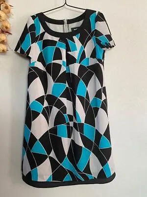 MARY QUANT Psychedelic One Piece Dress Tunic Black Blue • $53