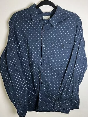 Converse One Star Shirt Men's XL Button Down Long Sleeve Navy W/Gray Print • $12.97