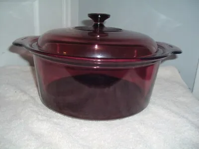 Corning Ware Visions 5 Liter Cranberry Glass Dutch Oven Stock Pot W/Lid Pyrex • $24.99