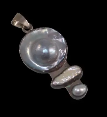 Fab! Artisan Mabe Pearl And Blister Pearl  950 Silver Pendant • $49.99