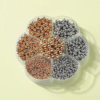 Silver/Gold Plated Metal Round Ball Spacer Beads 2MM 2.4MM 3.2MM 4MM 5MM 6MM 8MM • £2.27