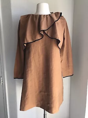 ZARA Kids Long Sleeve Dress Child Size 13-14 Made In Morocco Brown & Black • $9.99