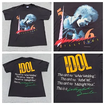 VINTAGE 1986 Billy Idol Whiplash Smile Shirt Adult Large Punk Rock Made In USA • $149.99