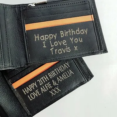 🔥 Dad Him Men Wallet Leather Personalised Gift Grandad Birthday Anniversary • £16.99