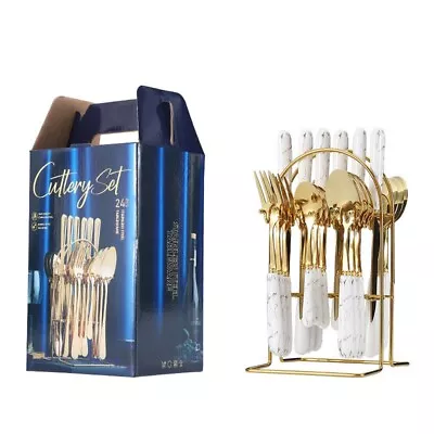 Stainless Steel Cutlery Set With Ceramic Handle Tableware Dinnerware With Stand • $45.32