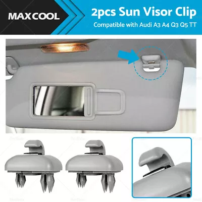 2PCS Sun Visor Clip Holder Hook Bracket Suitable For Audi A3 A4 Q3 Q5 TT Grey • $11.99