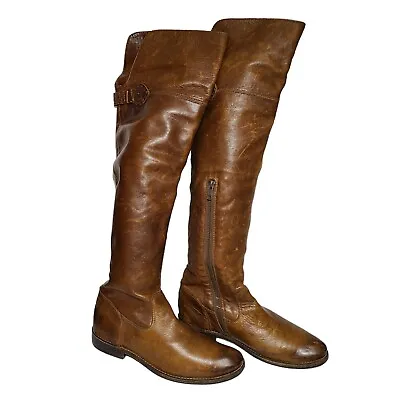FRYE Shirley Womens 6.5 Knee High Riding Boots Pull Over Equestrian Brown 77739  • $75