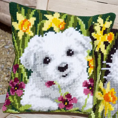 Vervaco Westie In Daffodils Cushion Cross Stitch Kit • £40.15