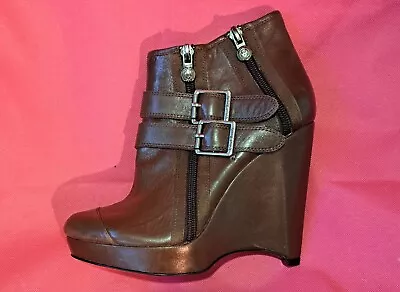 New VELVET ANGELS Brown Leather Ankle Boots 36/6 Jeffrey L A M B • $14.99