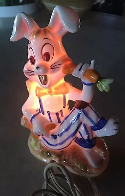 Vintage Bunny Rabbit Night Light I. W. Rice & Co Japan 50’s 60’s Bugs Carrot • $44.99