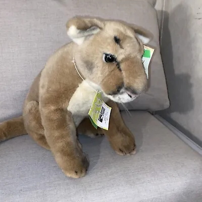 The Nature Company Mountain Lion Cougar Seated Stuffed Animal Plush 12  EUC D2 • $21.99