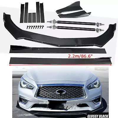 For Infiniti G35 G37 Q50 Q60 Carbon Fiber Front Bumper Lip Side Skirt Strut Rods • $149.99