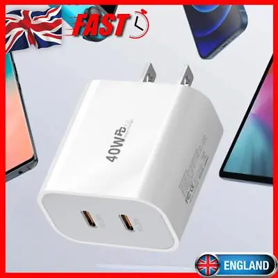 Dual PD 20W USB Wall Charger USB C Fast Chargers AC 100-240V For Huawei Xiaomi • £6.79