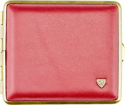$51.40 • Buy Vom Hofe German ×18 Normal Cigarette Red Leather Case / Frame Antique Brass