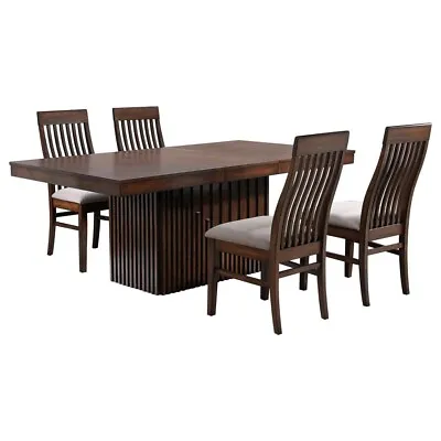 5 Pc Mission Inspired Mango Oak Wood Finish Dining Table Chairs Furniture Set • $1099