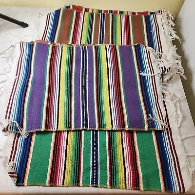 Vintage Southwestern Mexican Fiesta Serape Style PLACEMATS Set Of 12 E5 • $22.49