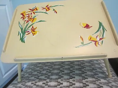 Vintage Bed Breakfast Tray Painted Writing Desk Folding Legs Tilt Top 20.5 X 15 • $29.99