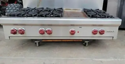 Wolf 48  Pro-Style Natural Gas Rangetop With 6 Dual Brass Open Burners - RT486G • $4500