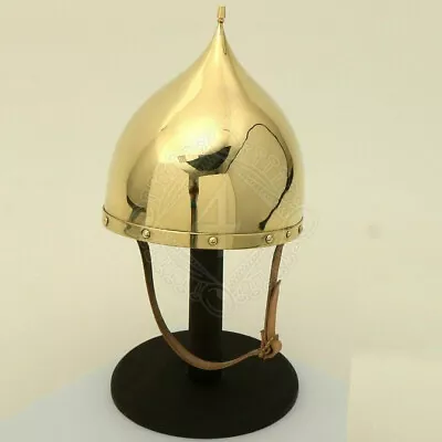 18 Gauge Steel Brass Coated Medieval Knight Saladin's Helmet Armor Viking Helme • $99.26