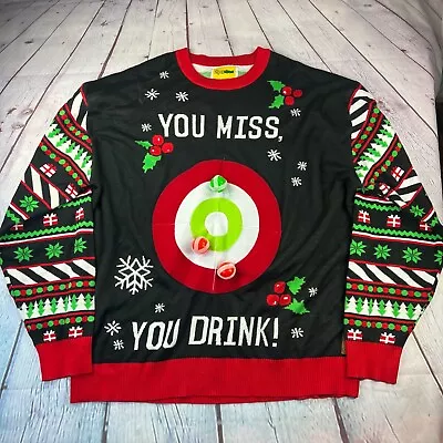 $18.71 • Buy Tipsy Elves Bullseye Game“You Miss You Drink” Ugly Christmas Sweater  4XL BALLS