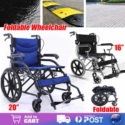 16  20  Foldable Wheelchair Brakes Lightweight Soft Mobility Aid Fold Disabled • $147