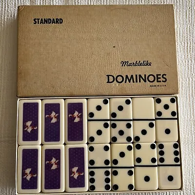 PUREMCO STANDARD MARBLELIKE DOMINOES #616 Vintage Purple ~ Christmas Geese • $24