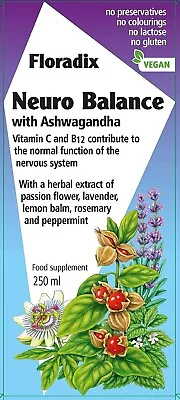 £13.99 • Buy Floradix Neuro Balance With Ashwagandha 250ml Liquid For Nervous System