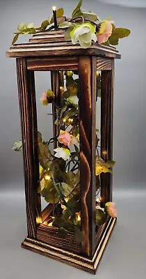 Decorative Rustic Farmhouse Wood Lantern Centerpiece Handmade • $17.99