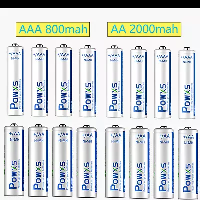 Lot AA 2000mah / AAA 800mAh Rechargeable Batteries 1.2V For Garden Solar Light • $8.59