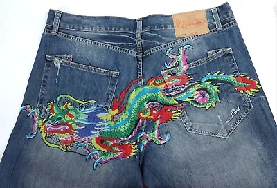 Vintage - Ed Hardy / Christian Audigier - Jeans - Sz 40x34 - Dragon - Lot 2008 • $174.99