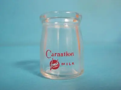 Awesome Vintage Miniature Mini Carnation Fresh Milk Glass Bottle Rare 1.75  Tall • $19.99