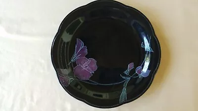 Mikasa Rondo EJ702 Tango Dinner Plate Black W/floral Designs Scalloped Edges  • $3.49