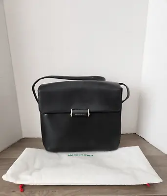 Vtg Mandarina Duck Black Leather Shoulder Bag W/ Dust Bag Wow • $79.99