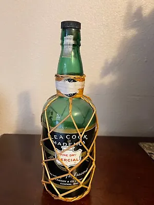 Mid Century Fishnet Wicker Wrapped Leacock Madeira Wine Bottle • $30