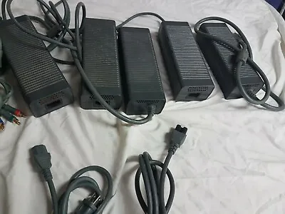 Lot X5 SETS Original XBOX 360 OEM Power Supply Adapter A/V Cords Bundle Lot • $95.99