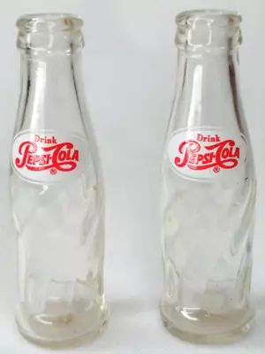 Drink Pepsi-Cola Brockway Glass Miniature Bottle Set Of 2 Vintage Kitchen Decor • $18.99