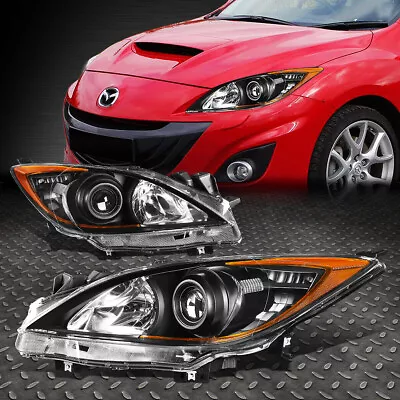 For 10-13 Mazda 3 Pair Black Housing Amber Corner Projector Headlight Head Lamp • $103.33