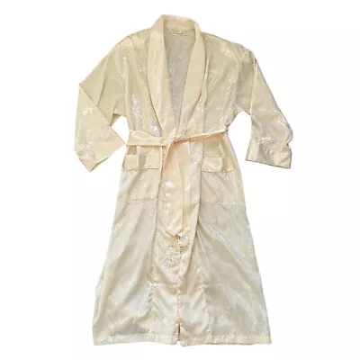 Vtg Gold Label Victoria’s Secret ￼Robe M/L Damask Floral Ivory Pearl Bride White • $40