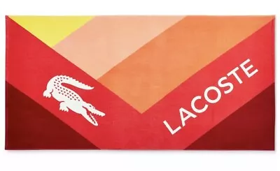 Authentic Large Lacoste Beach Towel 100% Cotton 36x72  Iconic Logo Kaleidoscope • £33.26