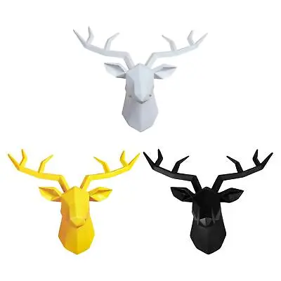 £26.16 • Buy 3D Resin Deer Head Sculpture Antlers Wall Mounted Geometrical Stag Bar Decor
