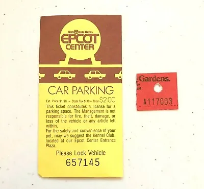 ✅      Vintage Disney Epcot Parking Pass 8/12/86 + Busch Gardens Ticket FLA • $5.01