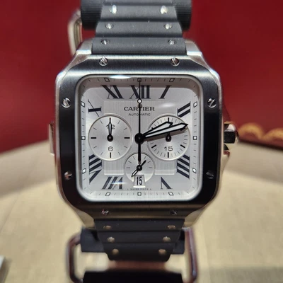 £8000 • Buy Cartier Santos Chronograph Automatic Steel Watch Interchangeable Straps WSSA0017