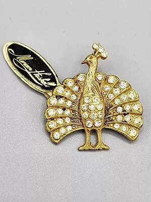 Vtg Miriam Haskell Rhinestone Peacock Brooch Pin W/ Tag • $30