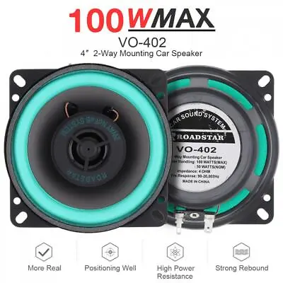 Automotive Car Audio 4 Inch 100 Watt 4 Ohm 2 Way Coaxial Speaker Replace 1pcs • $16.05