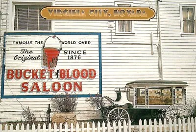 Postcard Bucket Of Blood Saloon & Horse Drawn Hearse Virginia City Virginia • $4.95