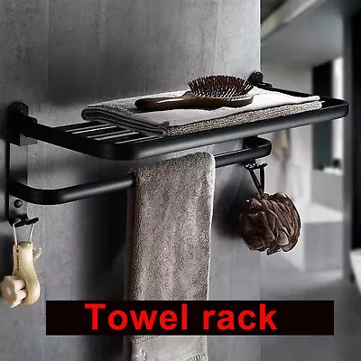 2 Tier Wall Mounted Towel Rack Bathroom Hotel Rail Holder Storage Shelf Foldable • $21.85