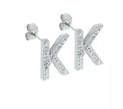 QVC Steel By Design Clear Crystal Initial Letter Stud Earrings • $20.65