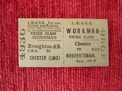 £3.67 • Buy London Midland & Scottish (LMS) Ticket Broughton Chester Workman 4936 Fc81